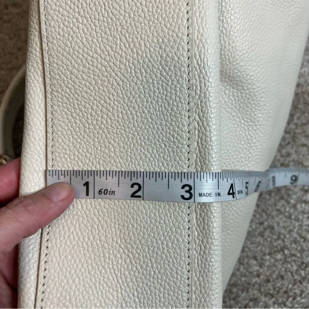 Tote Le Monde Ivory Pebbled Leather Slouchy Hobo Shoulder Bag Quiet Luxury Chic